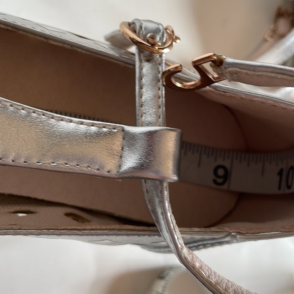 Silver Perforated Ankle Strap Stacked Heel Custom Made Dance Shoes size 7 - Picture 12 of 15